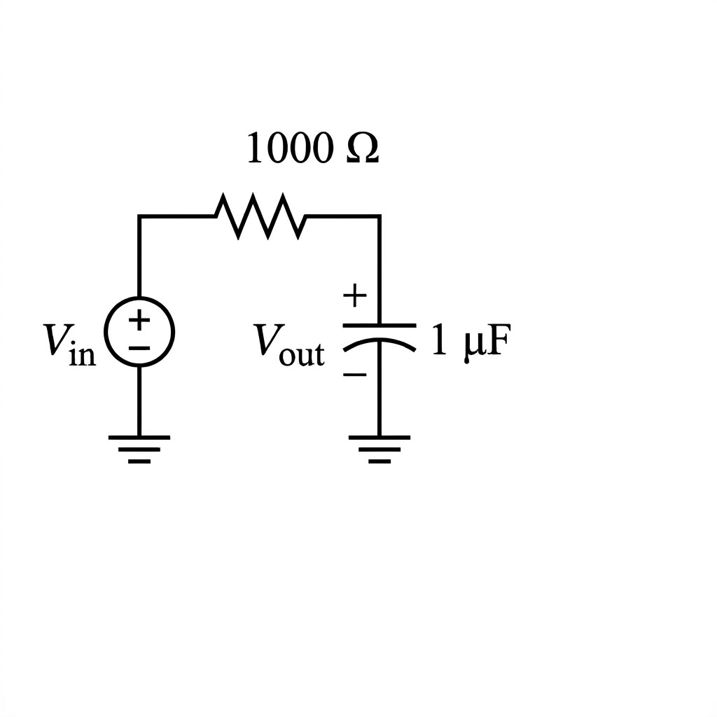 RC circuit with 1000 ohm resistor and 1 mF capacitor